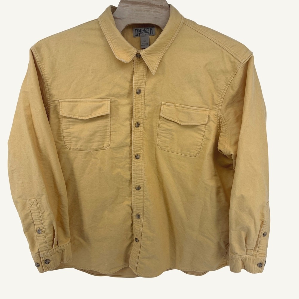 Duluth Trading Co Mens‎ 3XL Mustard Yellow Cotton Heavyweight Work Shirt L/S